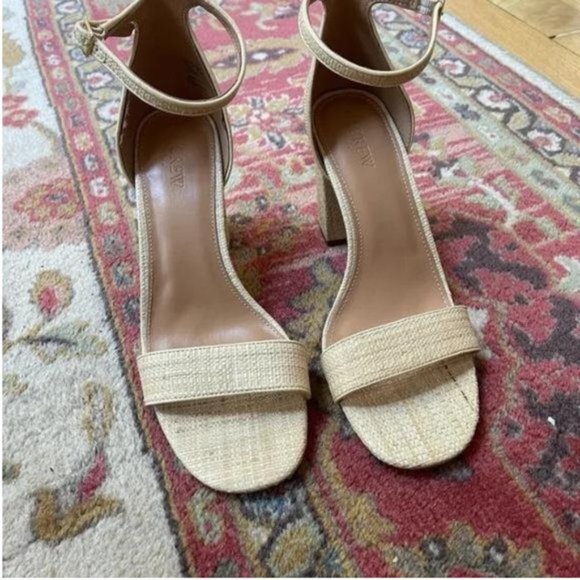 J. Crew Raffia Block Heel Sandals Size 10.5 - Picture 2 of 5
